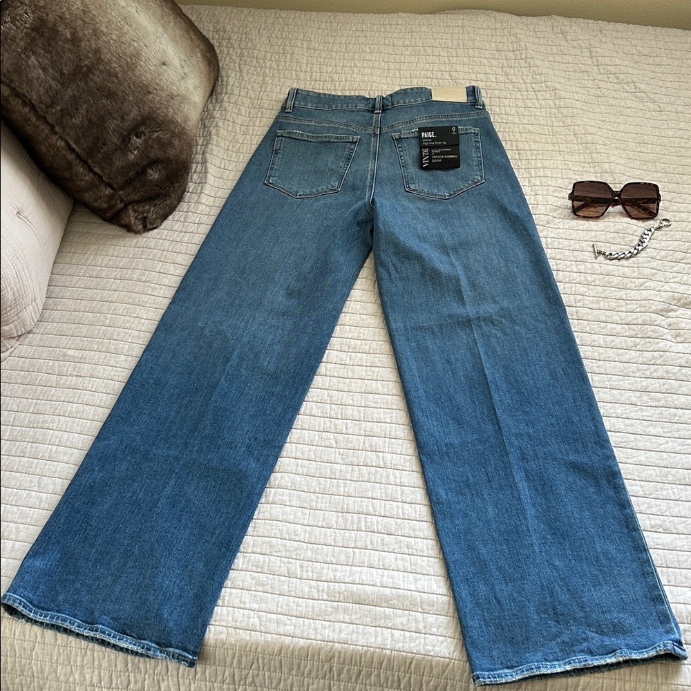 NWT Paige Sasha high-rise, wide leg jeans, medium wash 29β anthro Evereve - Picture 8 of 11